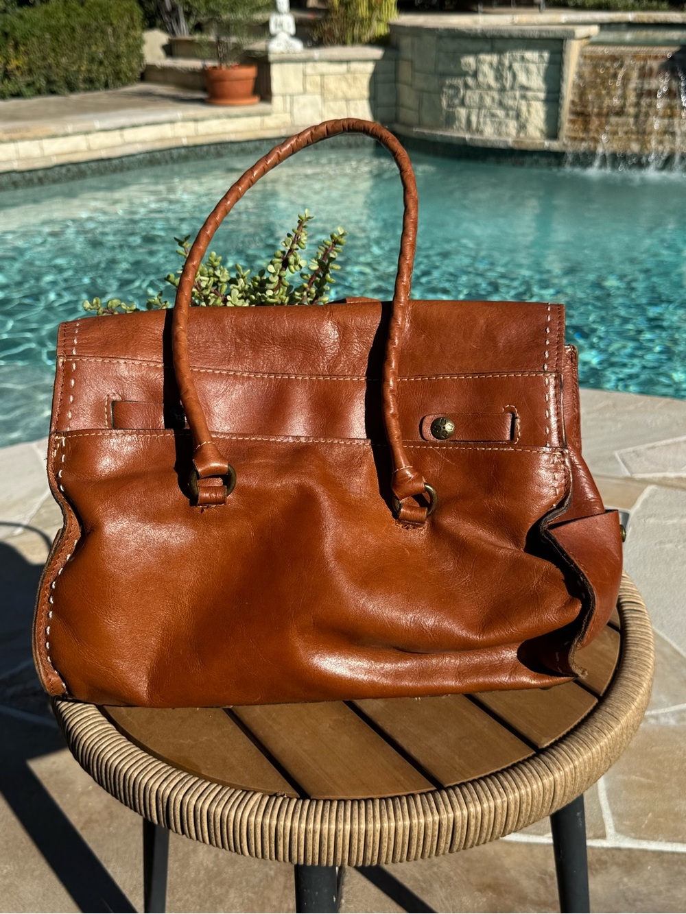 Patricia Nash Cognac Leather Top-Handle Satchel - Picture 2 of 4